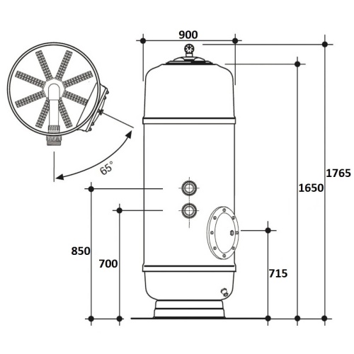 Фильтр  32м3/ч Gemas FILTREX HB 900мм М1 с боковым вентилем 2" (021315HB) фото 3